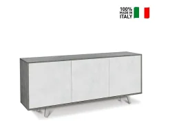 Aparador diseño moderno 3 puertas aparador salón cocina Sterling - Gris - Blanco