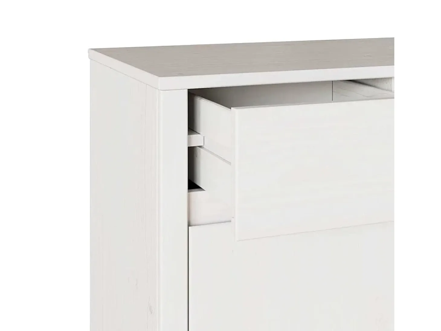 Aparador "DRAMMEN" blanco de 114 x 43 x 75,5 cm en madera maciza de pino
