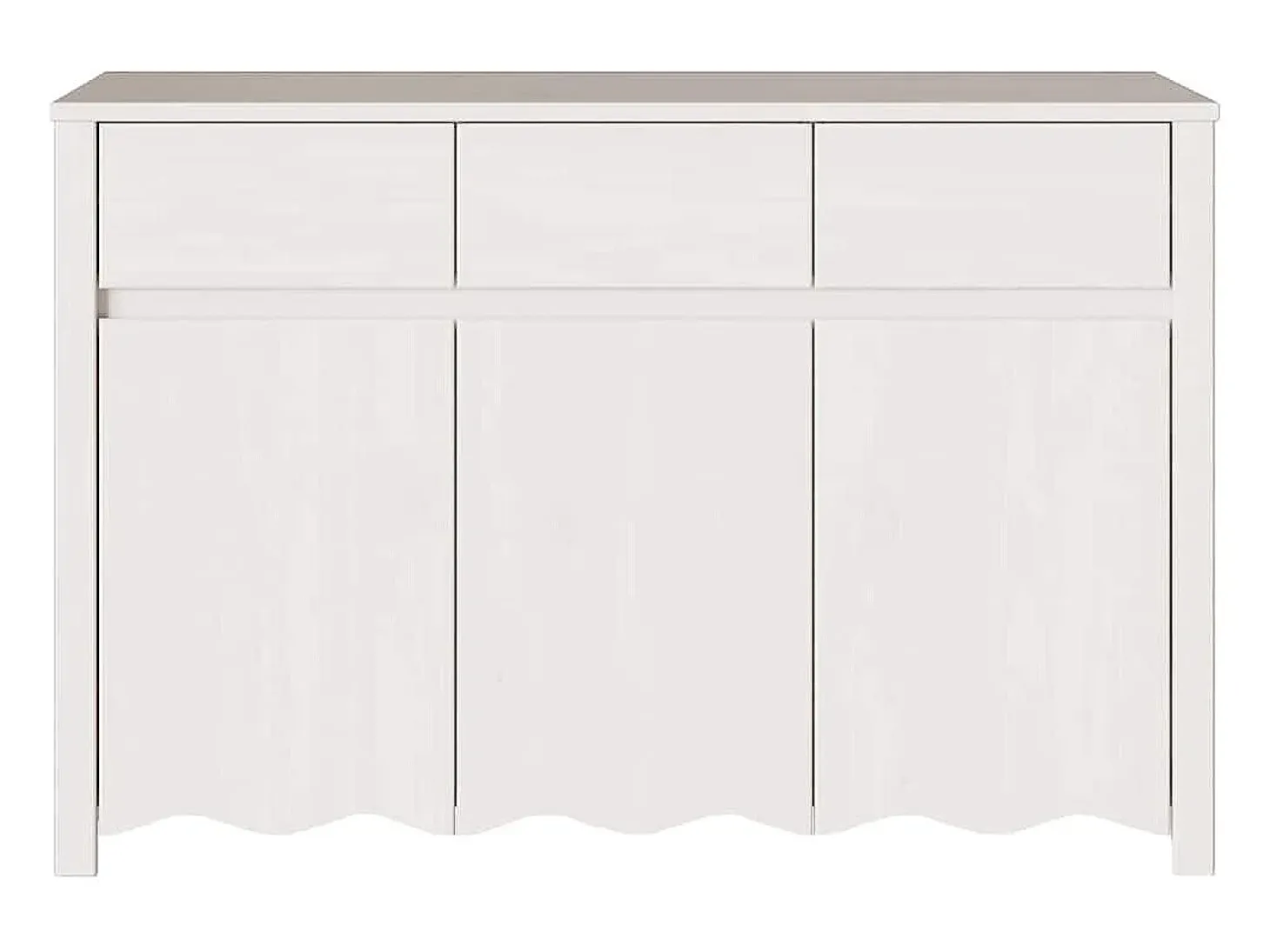 Aparador "DRAMMEN" blanco de 114 x 43 x 75,5 cm en madera maciza de pino