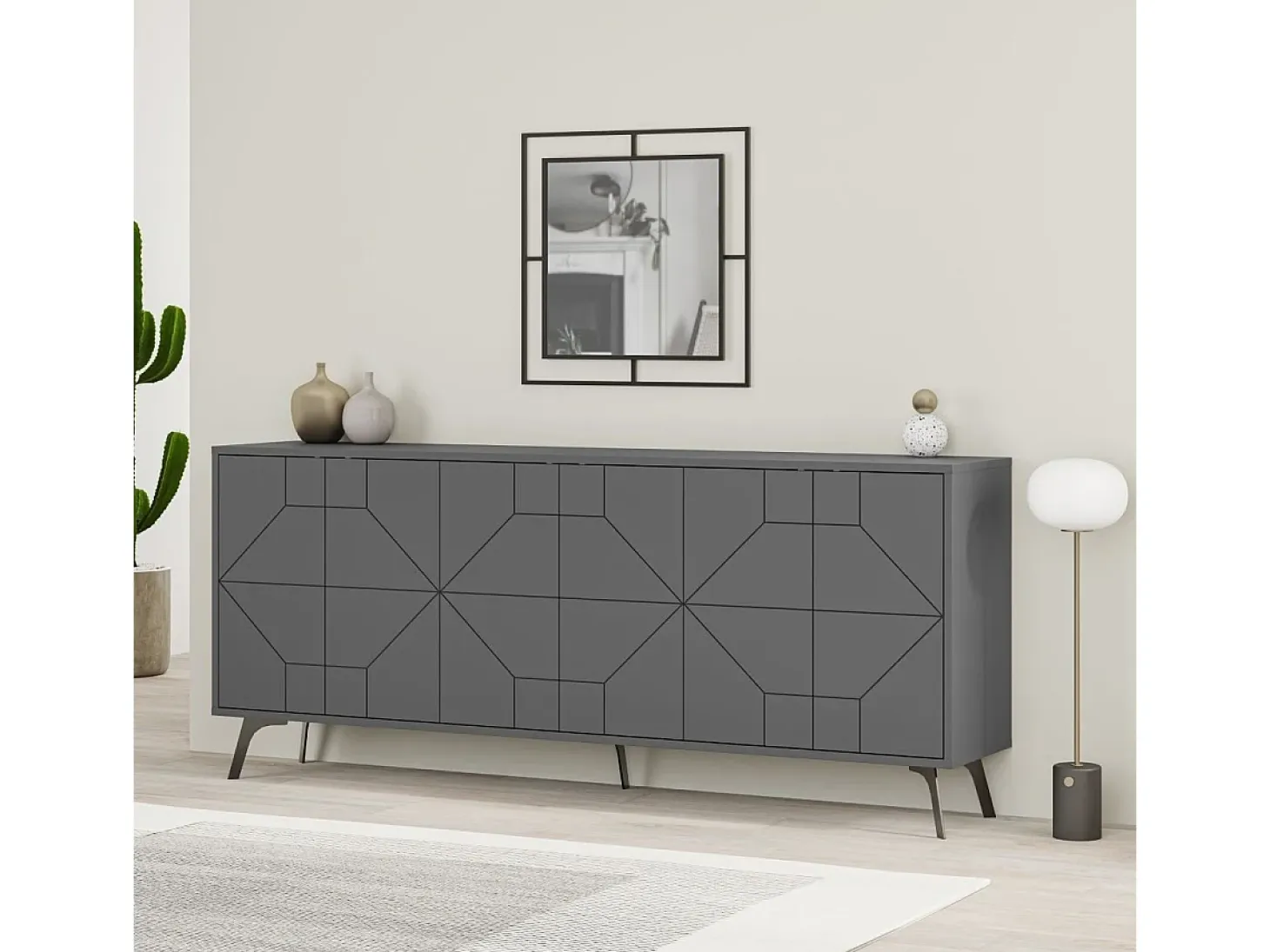 Aparador Dune antracita 183.8x35x77.4 cm