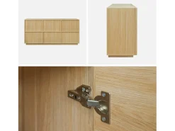 Aparador efecto madera 3 puertas, 160cm natural