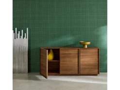 Aparador efecto madera 3 puertas, 160cm nogal