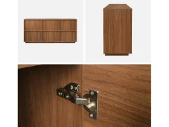 Aparador efecto madera 3 puertas, 160cm nogal