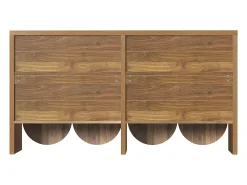 Aparador efecto nogal 147 × 40 × 80 cm - Mueble con 4 puertas - para salón, comedor y recibidor