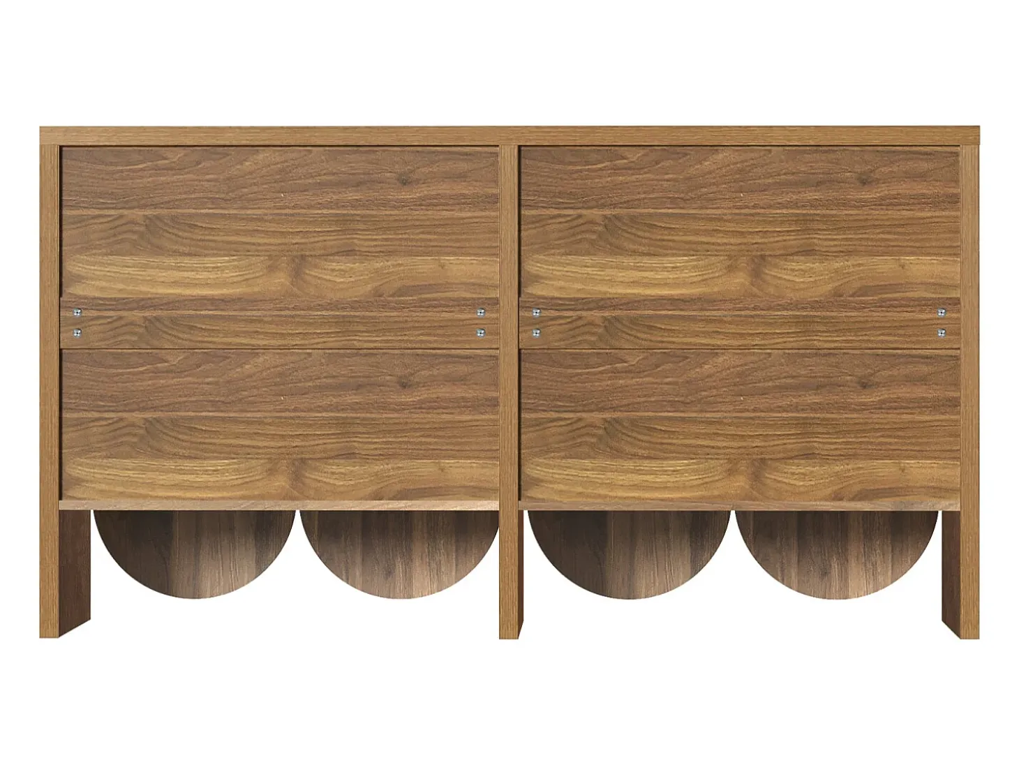 Aparador efecto nogal 147 × 40 × 80 cm - Mueble con 4 puertas - para salón, comedor y recibidor