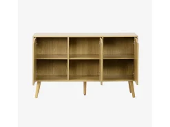 Aparador efecto nogal con 3 puertas y 3 estantes, 120cm efecto fresno