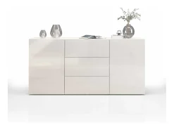 Aparador Egypt con 2 puertas y 3 cajones blanco brillo 160x40x80 cm