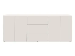 Aparador Egypt con 4 puertas y 3 cajones blanco brillo 200x40x80 cm