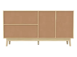Aparador elegante - aparador bajo con 3 puertas de ratán y 2 cajones - patas de madera - para salón y dormitorio