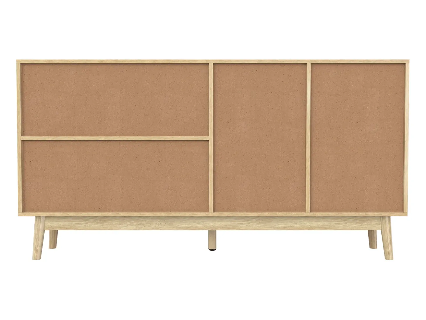 Aparador elegante - aparador bajo con 3 puertas de ratán y 2 cajones - patas de madera - para salón y dormitorio