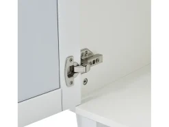 Aparador elegante con espejo blanco, versátil, 4 puertas y estante ajustable.