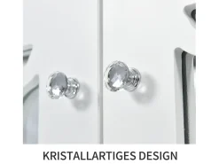 Aparador elegante con espejo blanco, versátil, 4 puertas y estante ajustable.
