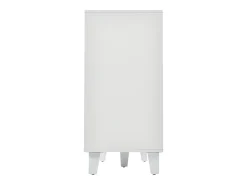 Aparador elegante con espejo blanco, versátil, 4 puertas y estante ajustable.