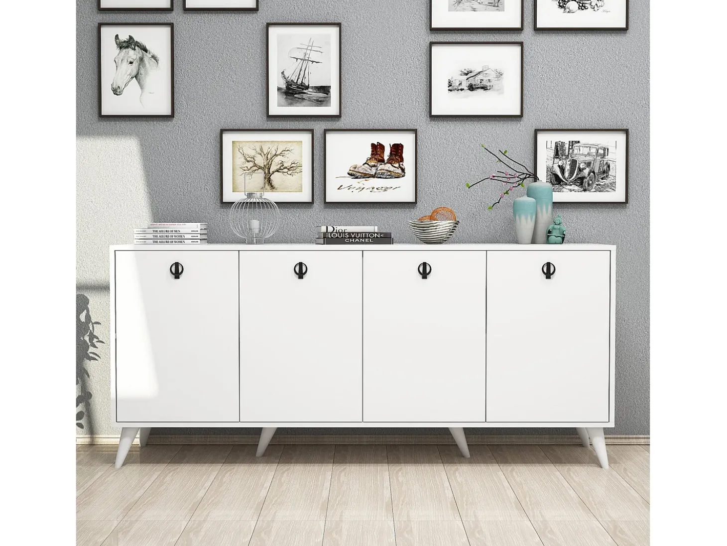 Aparador Elite 1614 blanco 180x45x80 cm