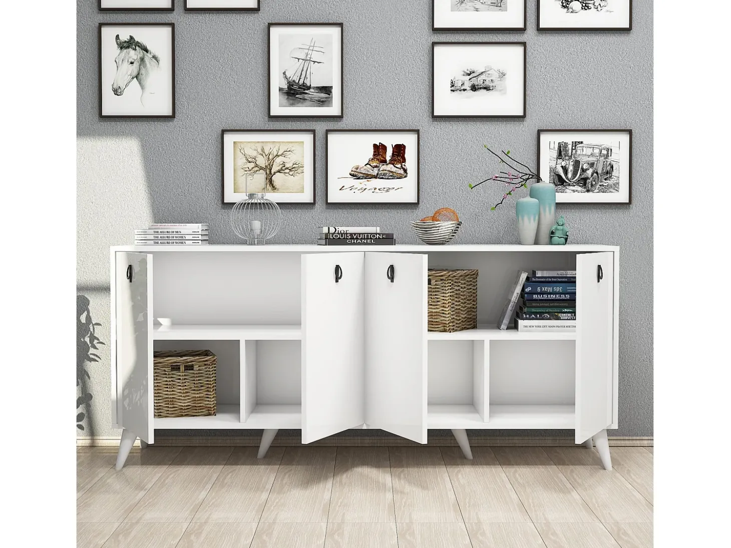 Aparador Elite 1614 blanco 180x45x80 cm