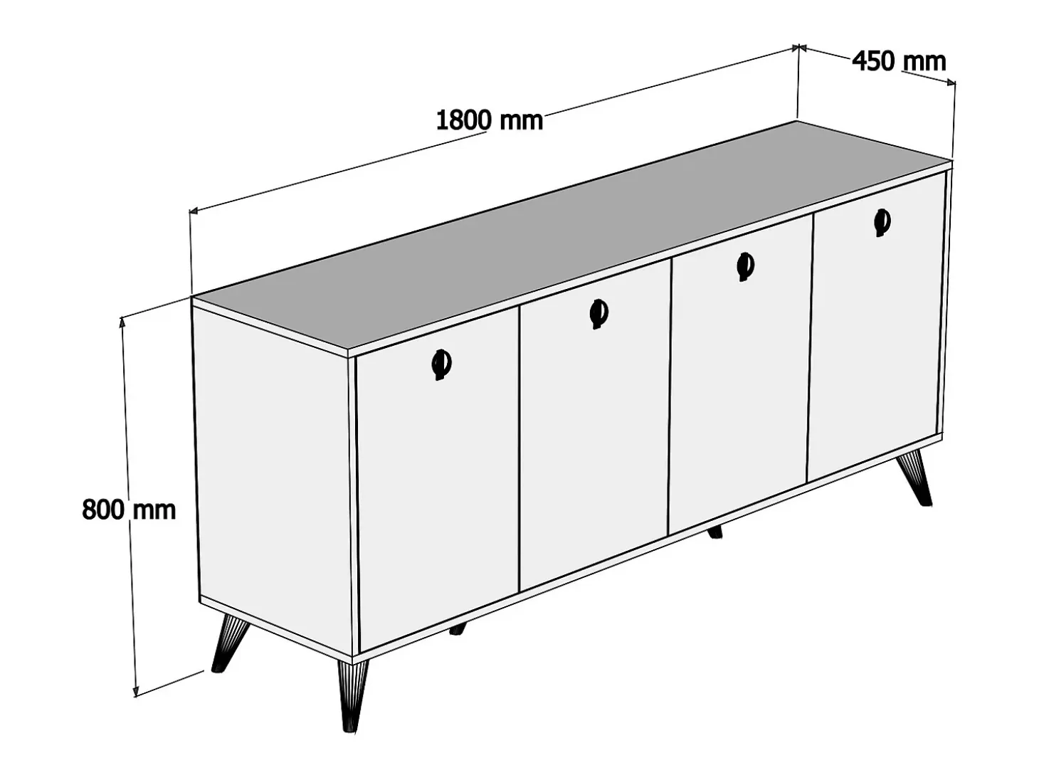 Aparador Elite 1614 blanco 180x45x80 cm