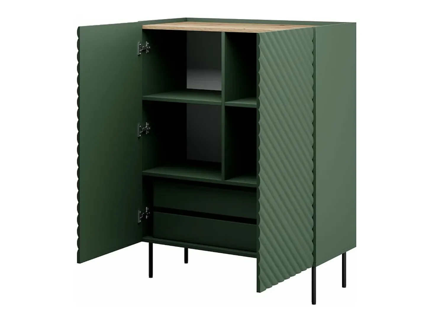 Aparador Emile verde y madera 2 puertas 2 cajones