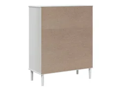 Aparador en imitación ratán blanco 90x40x112cm madera maciza de pino