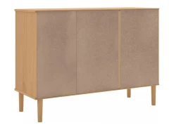 Aparador en imitación ratán marrón 112x40x80cm madera maciza de pino