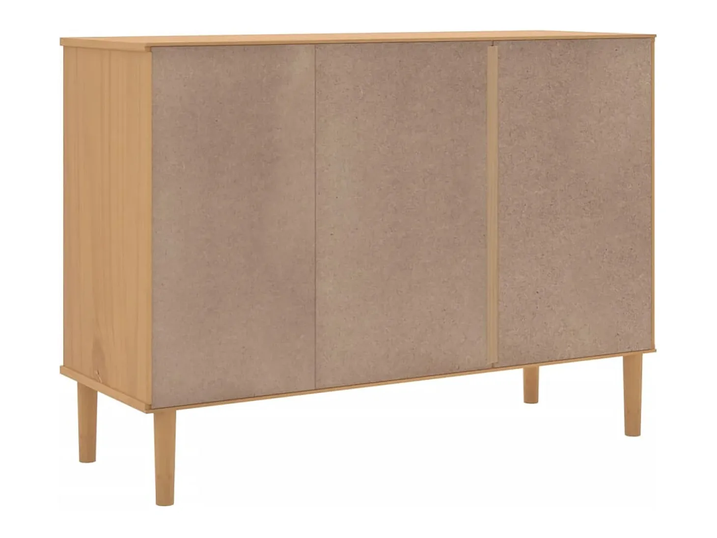Aparador en imitación ratán marrón 112x40x80cm madera maciza de pino