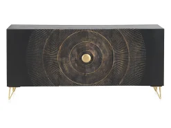 Aparador en madera de mango y tablero de fibra de densidad media negro
