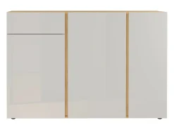 Aparador escandinavo beige y madera con marco de cristal CHLOE