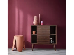 Aparador escandinavo con decoración de madera, 80cm nogal
