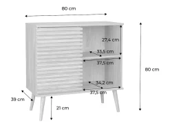 Aparador escandinavo con decoración de madera, 80cm nogal