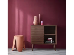 Aparador escandinavo con decoración de madera, 80cm nogal