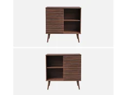 Aparador escandinavo con decoración de madera, 80cm nogal