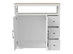 Aparador escandinavo con 3 cajones y 2 puertas, 100 cm – Blanco y madera