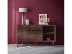 Aparador escandinavo de madera con 2 puertas, 140cm nogal