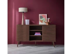 Aparador escandinavo de madera con 2 puertas, 140cm nogal