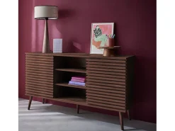 Aparador escandinavo de madera con 2 puertas, 140cm nogal