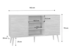 Aparador escandinavo de madera con 2 puertas, 140cm nogal