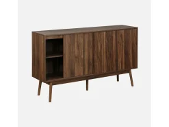 Aparador escandinavo efecto madera con 2 puertas, 150cm madera oscura
