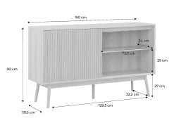 Aparador escandinavo efecto madera con 2 puertas, 150cm natural
