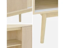 Aparador escandinavo efecto madera con 2 puertas, 150cm natural