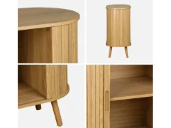 Aparador escandinavocon efecto madera ranurada, 80cm natural
