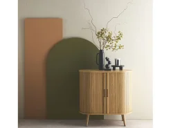 Aparador escandinavocon efecto madera ranurada, 80cm natural