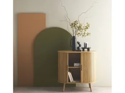Aparador escandinavocon efecto madera ranurada, 80cm natural