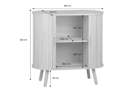 Aparador escandinavocon efecto madera ranurada, 80cm nogal
