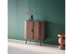 Aparador escandinavocon efecto madera ranurada, 80cm nogal