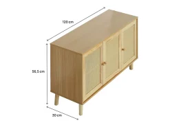 Aparador estilo caña "Neuille" - 120 x 40 x 71,5 cm - Beige -