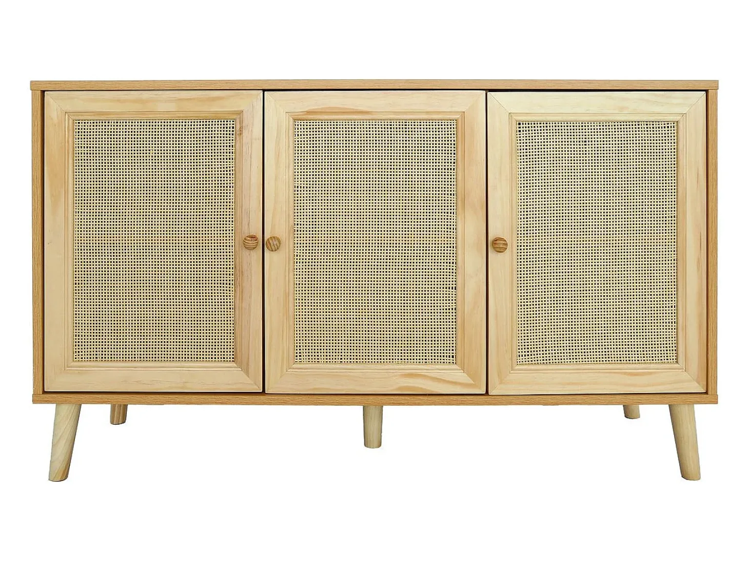 Aparador estilo caña "Neuille" - 120 x 40 x 71,5 cm - Beige -