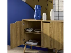 Aparador estilo escandinavo con 2 puertas, 160cm efecto fresno
