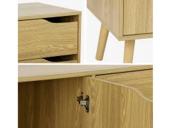 Aparador estilo escandinavo con 2 puertas, 160cm efecto fresno