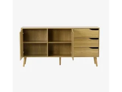 Aparador estilo escandinavo con 2 puertas, 160cm efecto fresno