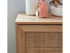 Aparador estilo escandinavo con 1 puerta de caña, 80cm natural
