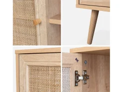 Aparador estilo escandinavo con 1 puerta de caña, 80cm natural